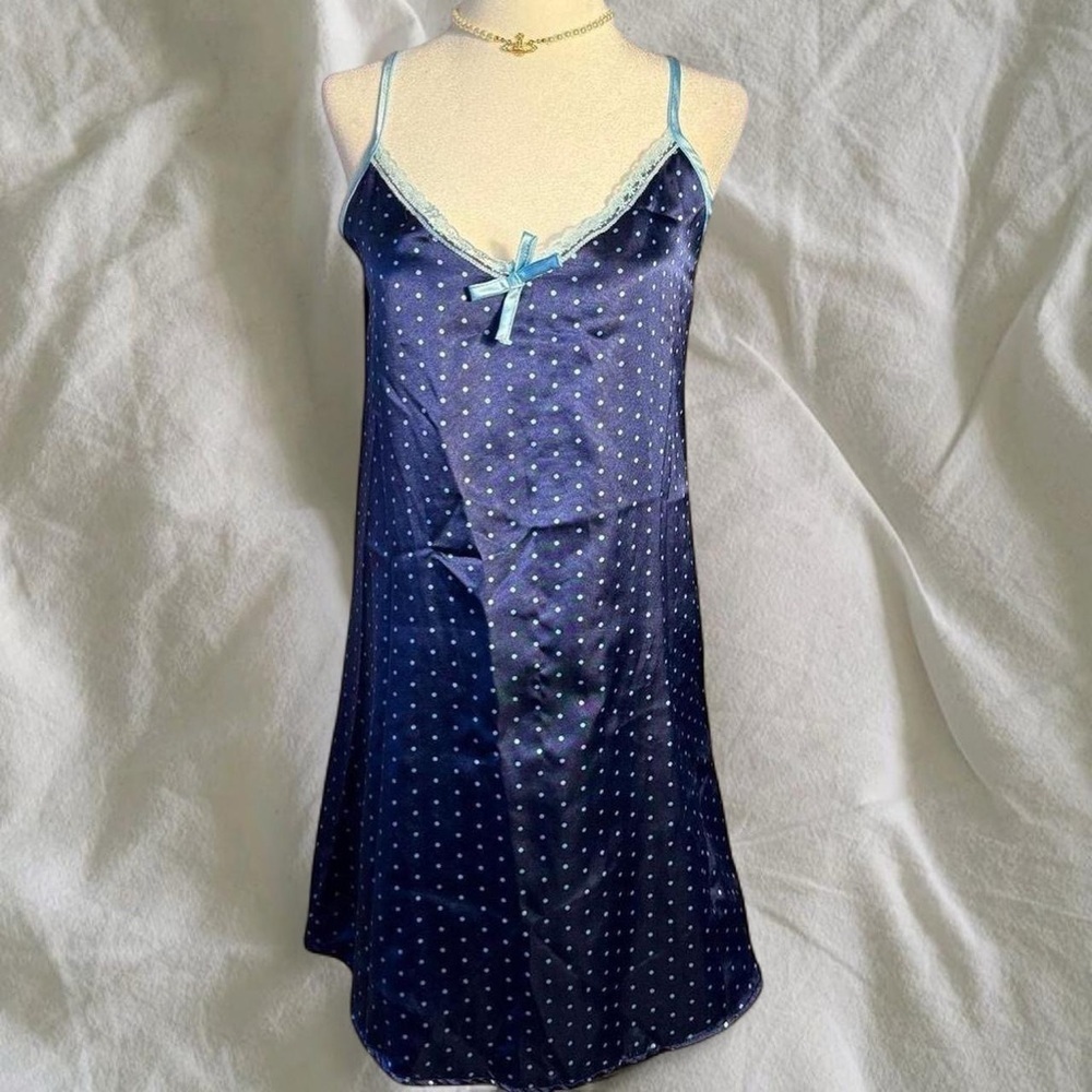 Izod Navy Blue Polka Dot Chemise